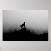 Wolf howling at the moon