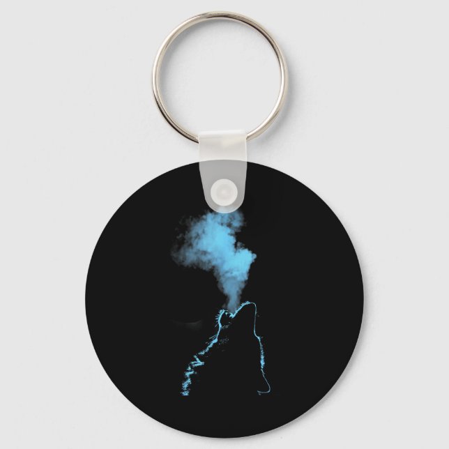 Wolf Howling At The Moon Starry Night Wolves Anima Key Ring (Front)