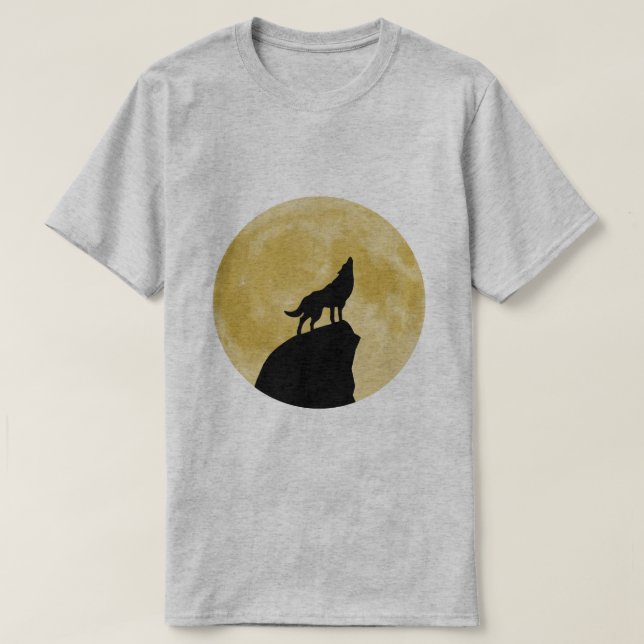 Wolf Howling at the Moon T-Shirt (Design Front)