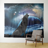 Wolf howling at the moon