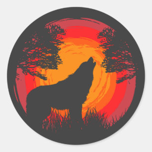 Wolf Howling at the Sun Classic Round Sticker