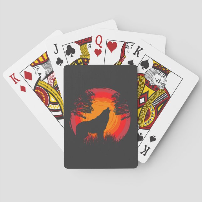 Wolf Howling at the Sun Playing Cards (Back)