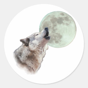 Wolf Howling Classic Round Sticker
