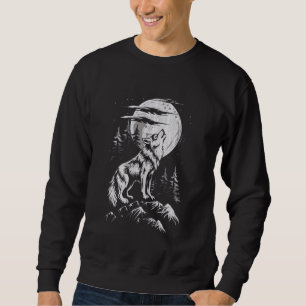Wolf Howling Full Moon Animal Lovers Funny Boys Gi Sweatshirt