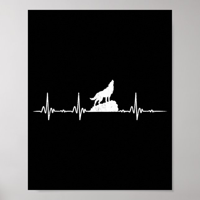 Wolf Howling Heartbeat Animals Wolves Lovers Hikin Poster (Front)