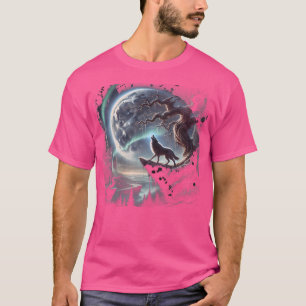 Wolf Howling In Crescent Moon T-Shirt
