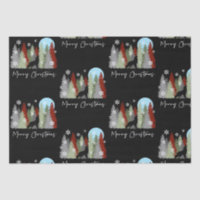 Wolf Howling In The Forest Merry Christmas Trees
