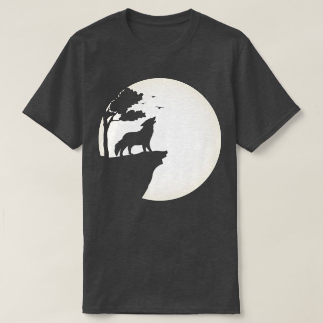 Wolf Howling in the Moon Light T-Shirt (Design Front)