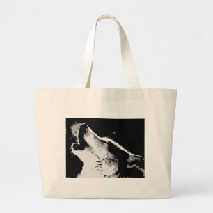 Wolf Howling Large Tote Bag