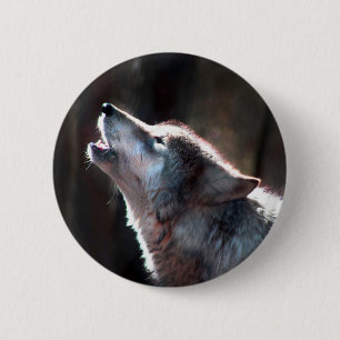Wolf Howling Lone Wolf 6 Cm Round Badge