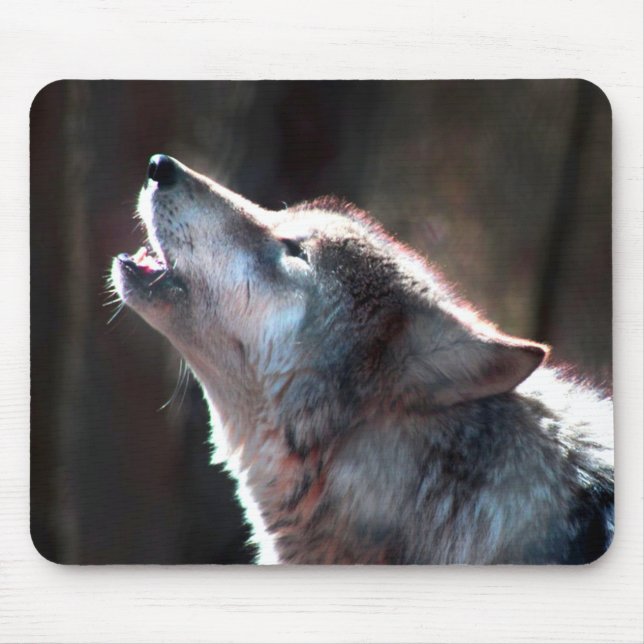 Wolf Howling Lone Wolf Mouse Pad (Front)