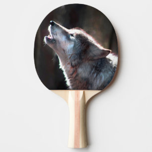 Wolf Howling Lone Wolf Ping Pong Paddle
