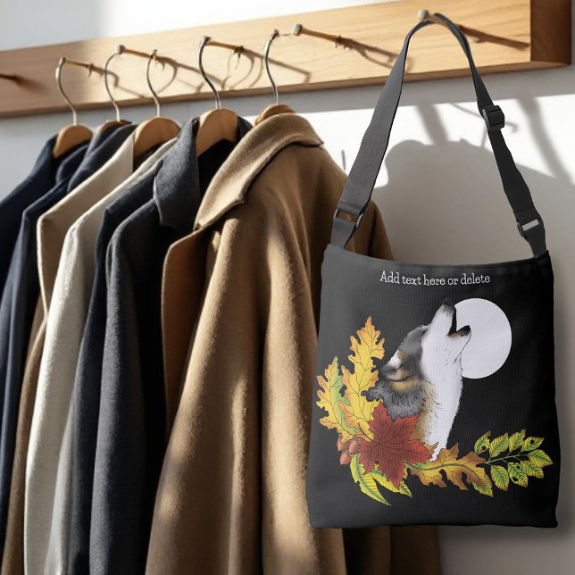 Wolf Howling Moon Crossbody Bag (Creator Uploaded)