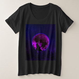 WOLF HOWLING MOON MAGENTA   PLUS SIZE T-Shirt