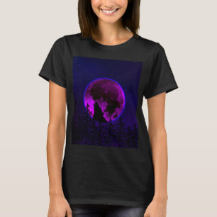 WOLF HOWLING MOON MAGENTA  T-Shirt