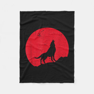 Wolf howling moon wolves scary night halloween fleece blanket