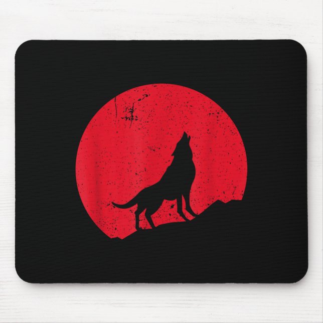 Wolf howling moon wolves scary night halloween mouse pad (Front)