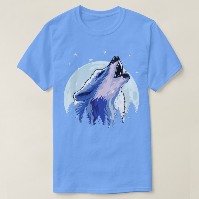 Wolf Howling Moonlight Alpha Wolf In Moon Light We T-Shirt (Design Front)