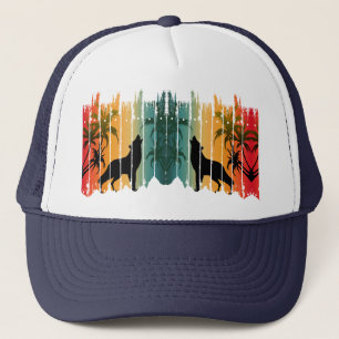 Wolf Howling Sunset Trucker Hat
