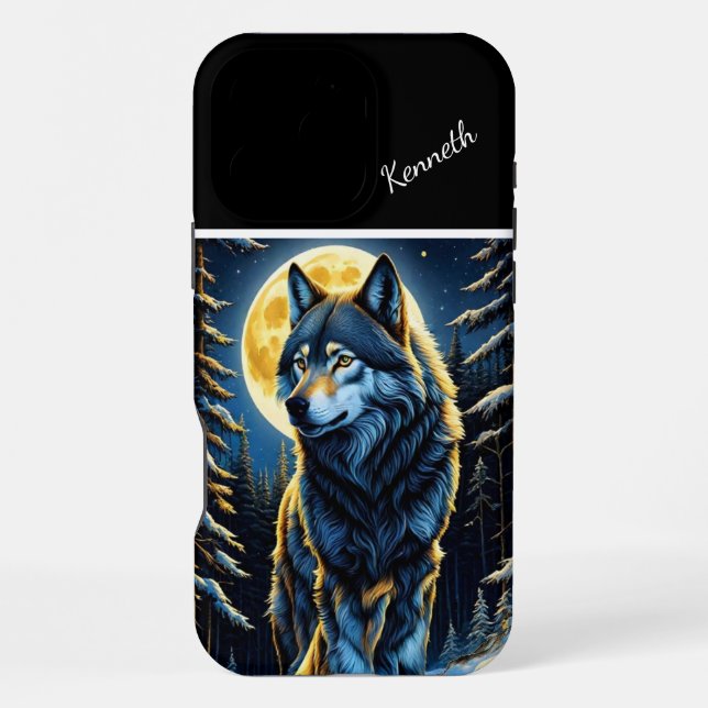 Wolf Howling to Bright Moon iPhone Case (Back)