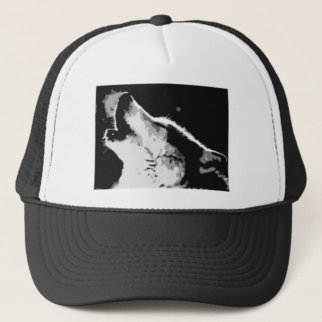 Wolf Howling Trucker Hat (Front)