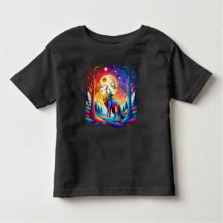 Wolf Howling Under a Surreal Sky Toddler T-Shirt