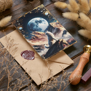 Wolf Howling Under Moonlight Mountains Postcard