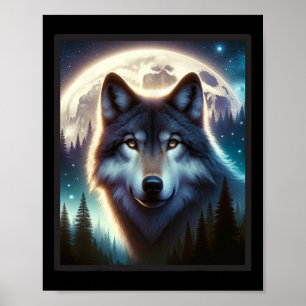 Wolf Icy Moon Galaxy Hunting Ground Grey Wolves Fo Poster