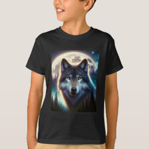 Wolf Icy Moon Galaxy Hunting Ground Grey Wolves Fo T-Shirt