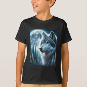 Wolf Icy Moon Galaxy Hunting Ground Grey Wolves Fo T-Shirt
