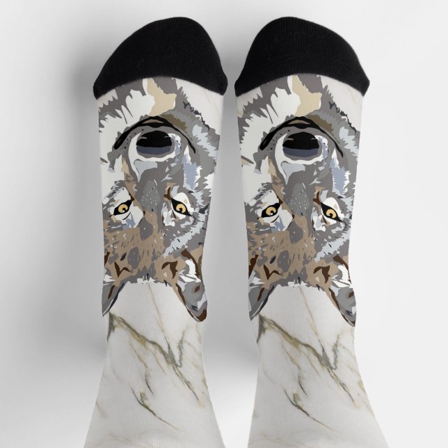 Wolf Illustration  Socks (Top)