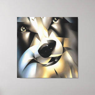 Wolf In Geometric Art Style Canvas Print