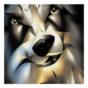Wolf In Geometric Art Style Poster