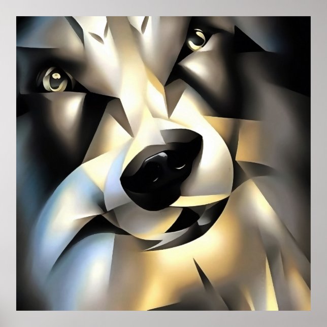 Wolf In Geometric Art Style Poster (Front)