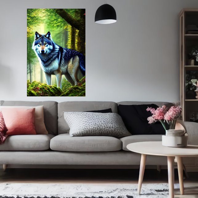 wolf in green forest  | AI Art Poster (Creator Uploaded)