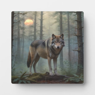 Wolf in Magical Forest Plaque