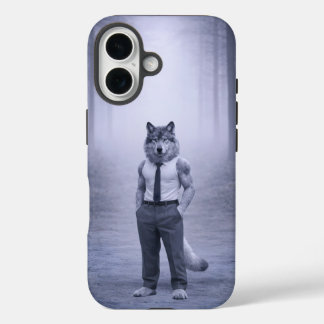 Wolf in Minimal Formal Attire – Silent Forest Port iPhone 16 Case