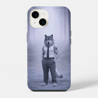 Wolf in Minimal Formal Attire – Silent Forest Port iPhone 14 Case