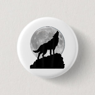 Wolf in moon light T Shirt - Cool full dog pup how 3 Cm Round Badge