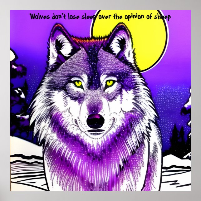 Wolf in moonlight. Aristotle quote. Editable. Poster (Front)