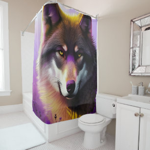 Wolf in Purple Shower Curtain