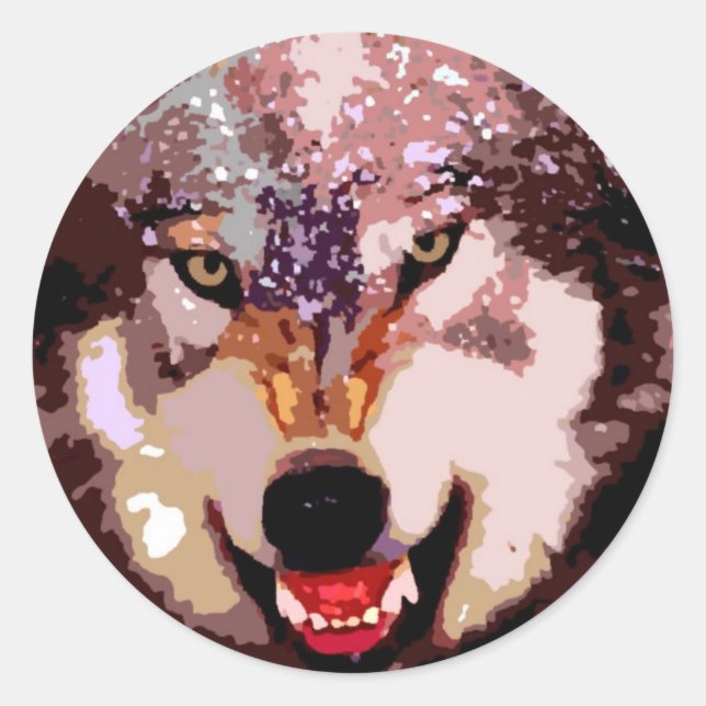 Wolf in Snow Classic Round Sticker (Front)