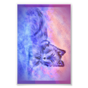 Wolf in snowy sunset photo print