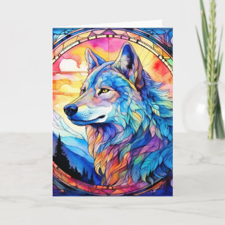 Wolf in Stained Glass Card