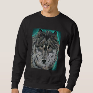 Wolf in Teal Ice sweatshirt