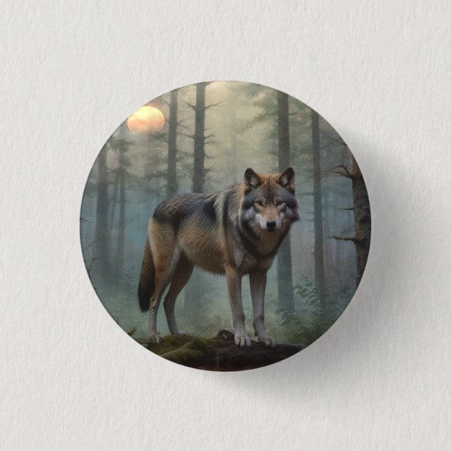 Wolf in the Forest 3 Cm Round Badge (Front)