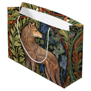 Wolf in the forest art nouveau large gift bag
