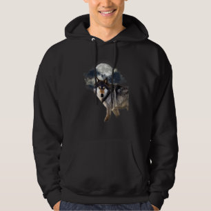 Wolf In The Full Moon Wolf and Nature Lovers Wolf Hoodie
