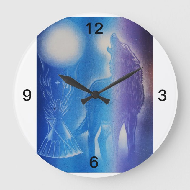 Wolf in the mist large clock (Front)