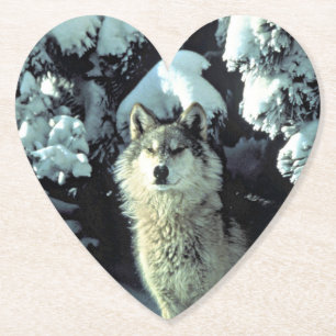 Wolf In The Snow Paper Coaster